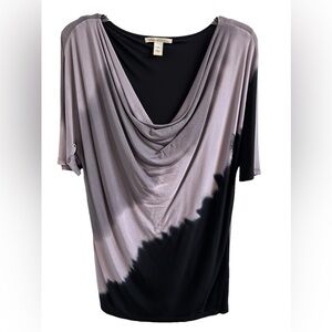 KENNETH COLE NEW YORK Silky Cowl Neck Tie Dye Tunic In Silver/Black M/L/XL ✨EUC✨